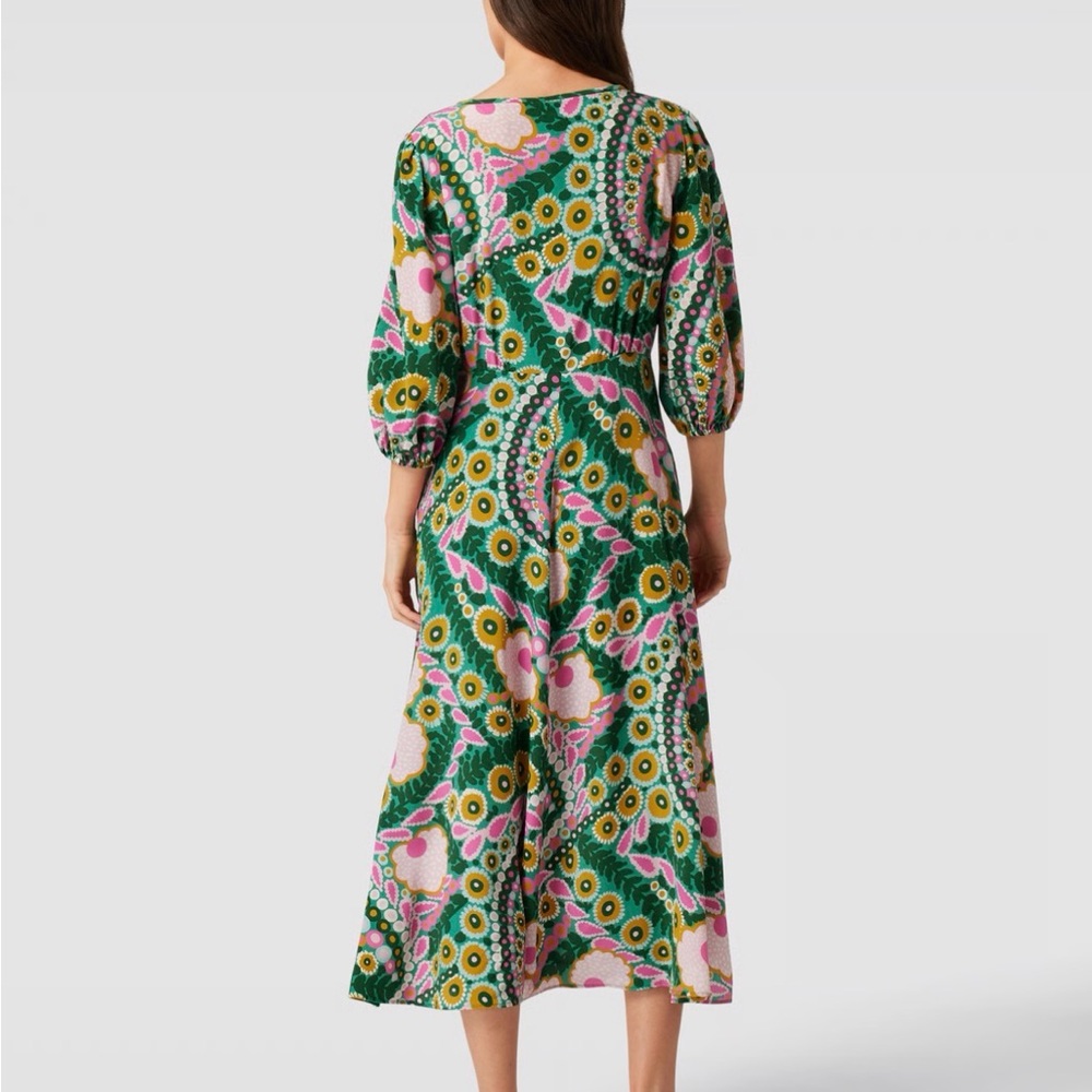 Like New Max Mara Weekend Silk Jupiter Floral Green and Pink Maxi Dress Sz S - Picture 3 of 15